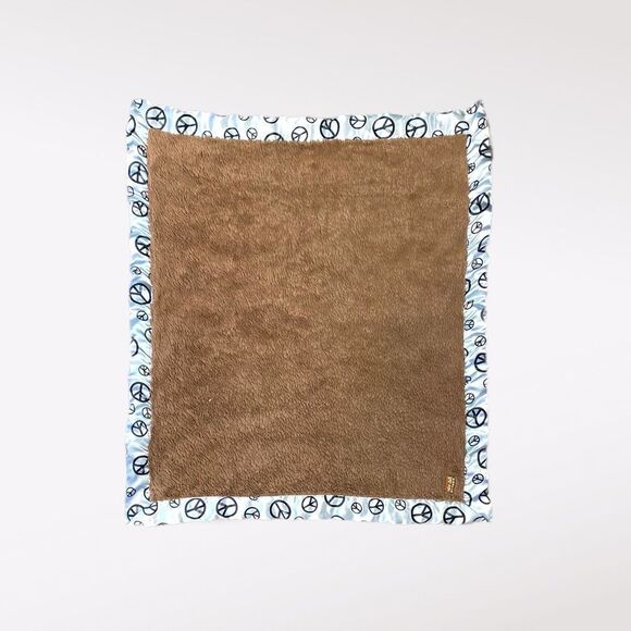 Babyjar | 3/$15 Brown and Blue Peace Sign Baby Blanket - Picture 1 of 4